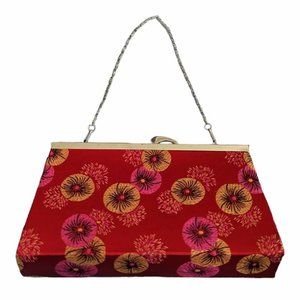 Vintage Small Handbag, Clutch, Red, Gold, Pink